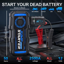 Car Jump Starter, 50000mAh Portable Safe Jump Starter Power(Suitable for All Petrol And Diesel Engines) with USB Type-C Outputs, Smart Safety Jumper Cables And LED Flashlight, Starts Dead Car Batteries In Seconds And Offer Multiple Safety Protection