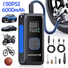 Tire Inflator Portable Air Compressor, 150PSI 3X Fast Portable Tire Air Pump With Digital Pressure Gauge, Tire Inflator With LED Light For Car, Bicycle, Motorcycle, Ball