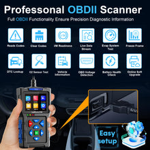 Professional OBD2 Scanner Heavy-Duty Diagnostic Tool - with Live Data Stream, Code Reader/Reset, Battery Health Tester, for Cars, Trucks, SUVs - Compatible with all OBDII Vehicles Since 1996 (No External Battery Needed) - Ideal for Mechanics, DIY Auto Rep